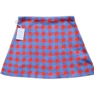 NEW Red & Blue Gingham Mini Fit & Flare Skirt L